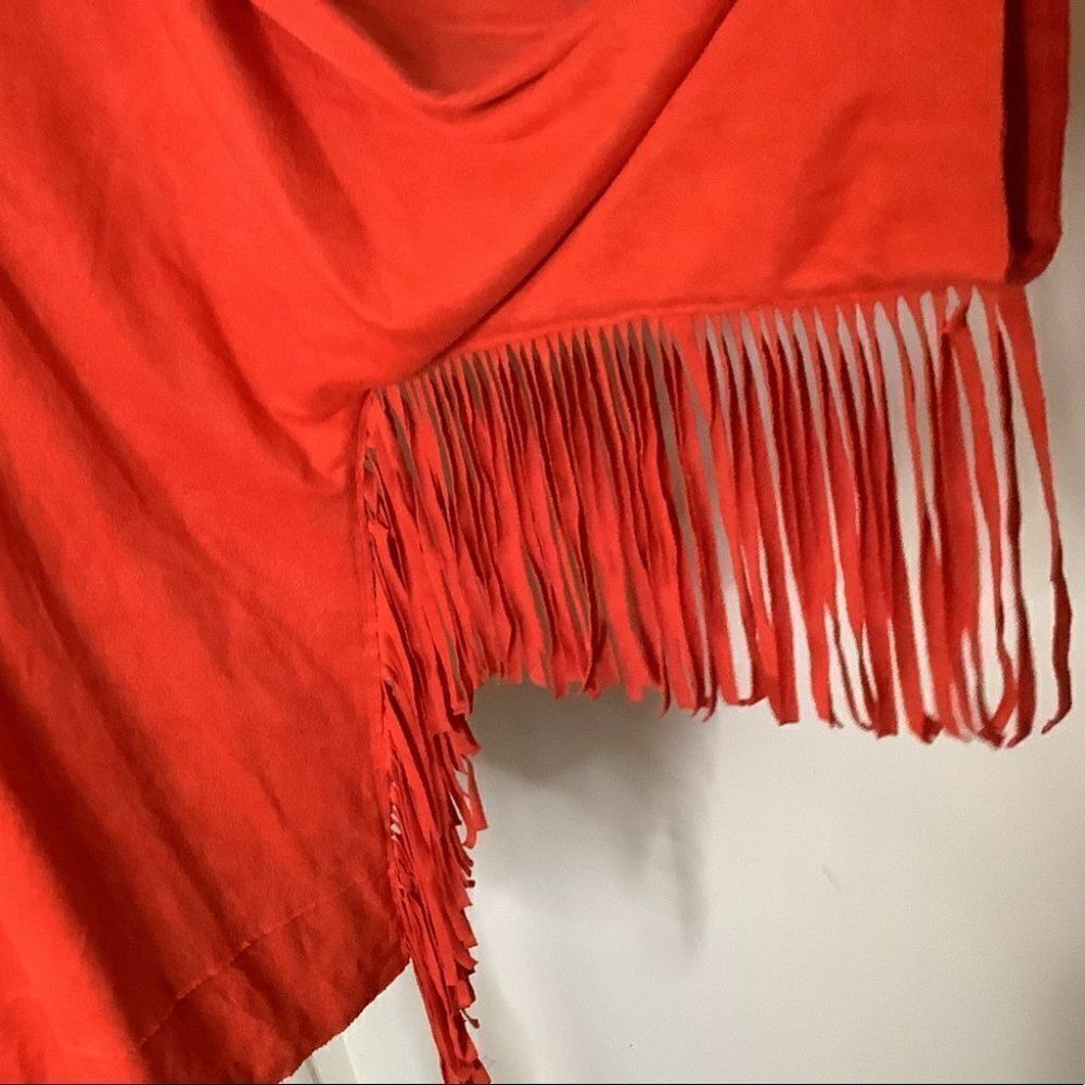 Faux Suede Red Fringe Top - Picture 3 of 7